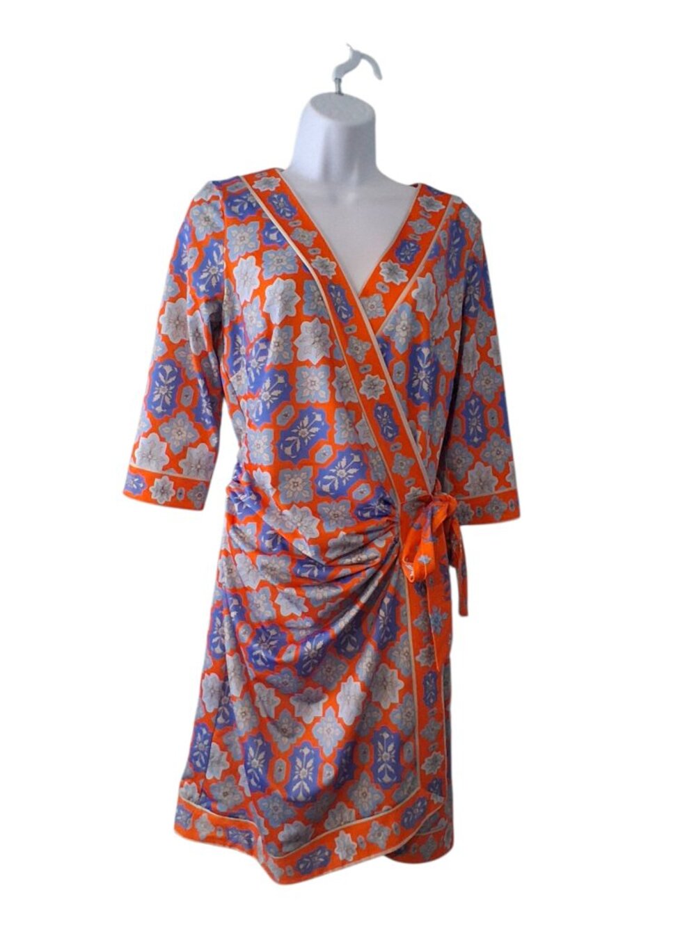 Gretchen Scott wrap Dress womens XS blue orange